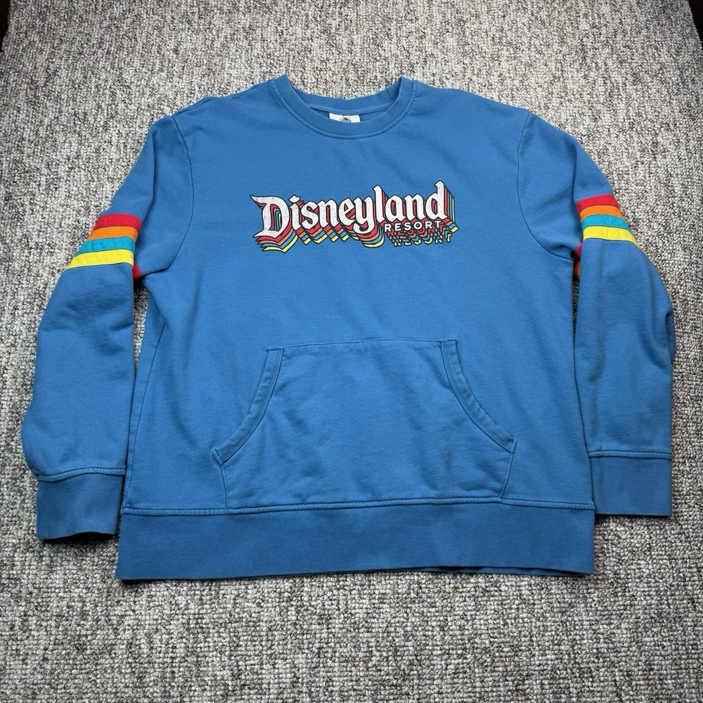 Disney Parks Disneyland Sweatshirt Unisex Large Resort Retro Rainbow Blue